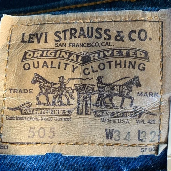 Vintage Levi’s 505 USA Made Straight Leg Dark Wash Jeans 34x32 - Picture 2 of 14